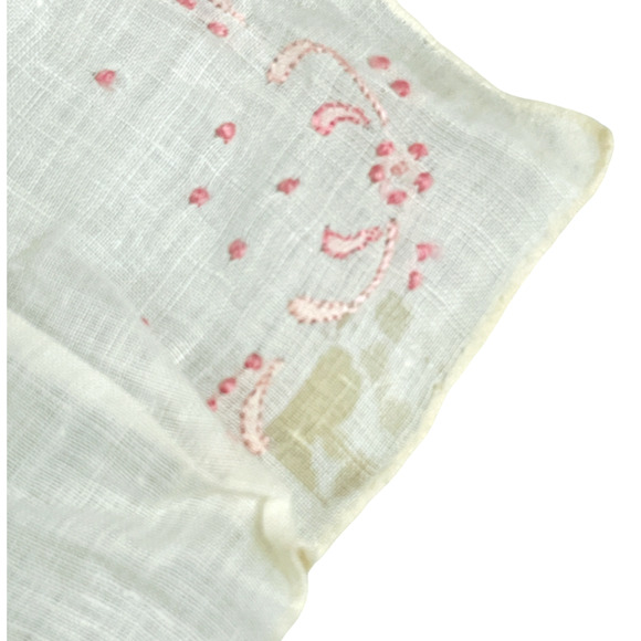 Vintage Handkerchief Lot Buy it Now 5 Embroidered Crochet Solid Floral Pink READ - Picture 14 of 16